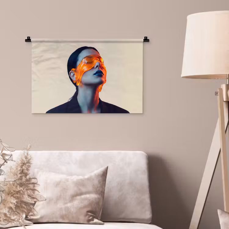 Wandkleed - Vrouw - Oranje - Abstract - Modern - Kleurrijk — 2