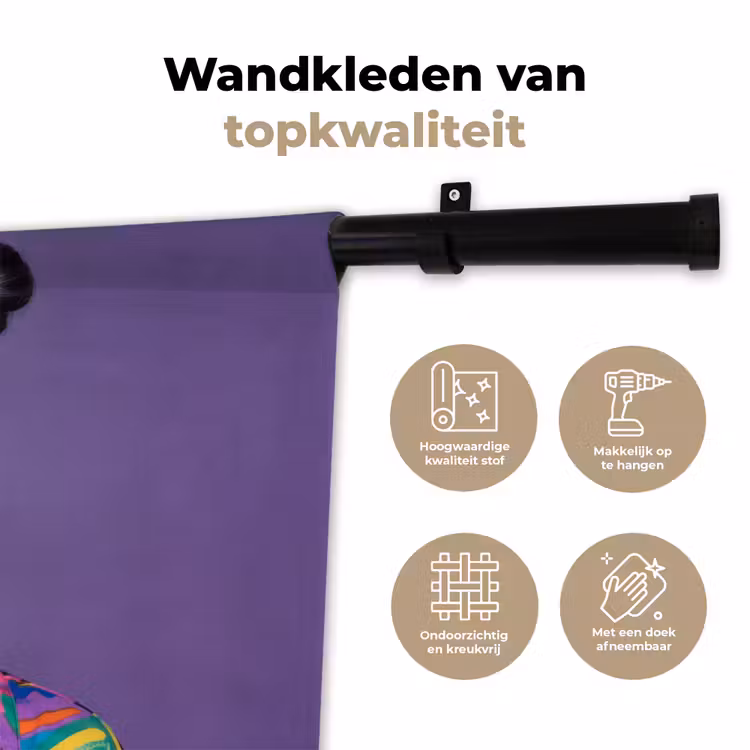 Wandkleed - Vrouw - Portret - Make-up - Paars - Levendig — 3