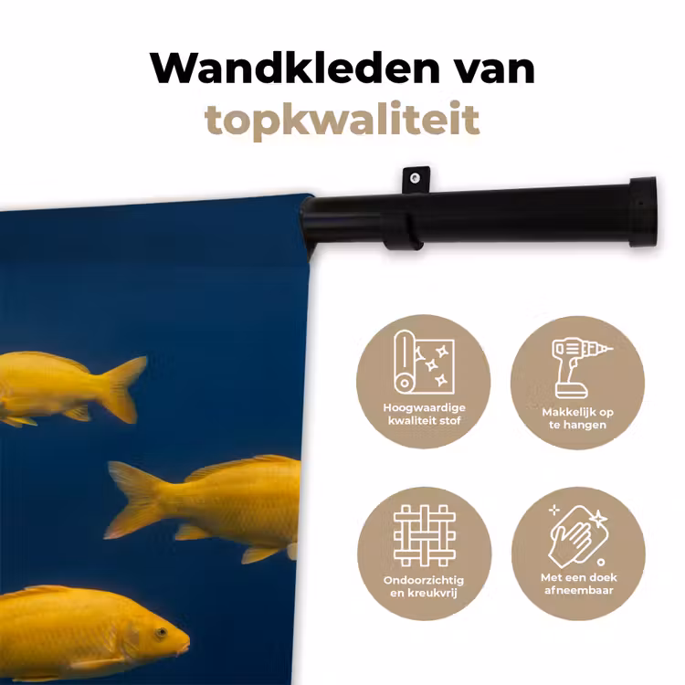 Wandkleed - Vrouw - Vis - Water - Natuur - Geel — 3