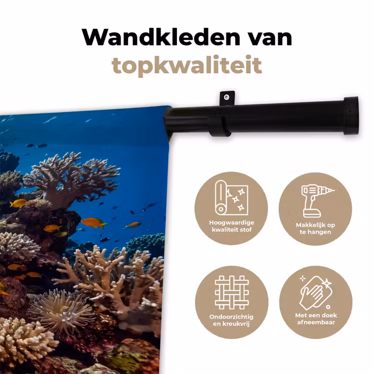 Wandkleed - Zee - Koraalrif - Natuur - Levendig - Blauw — 3