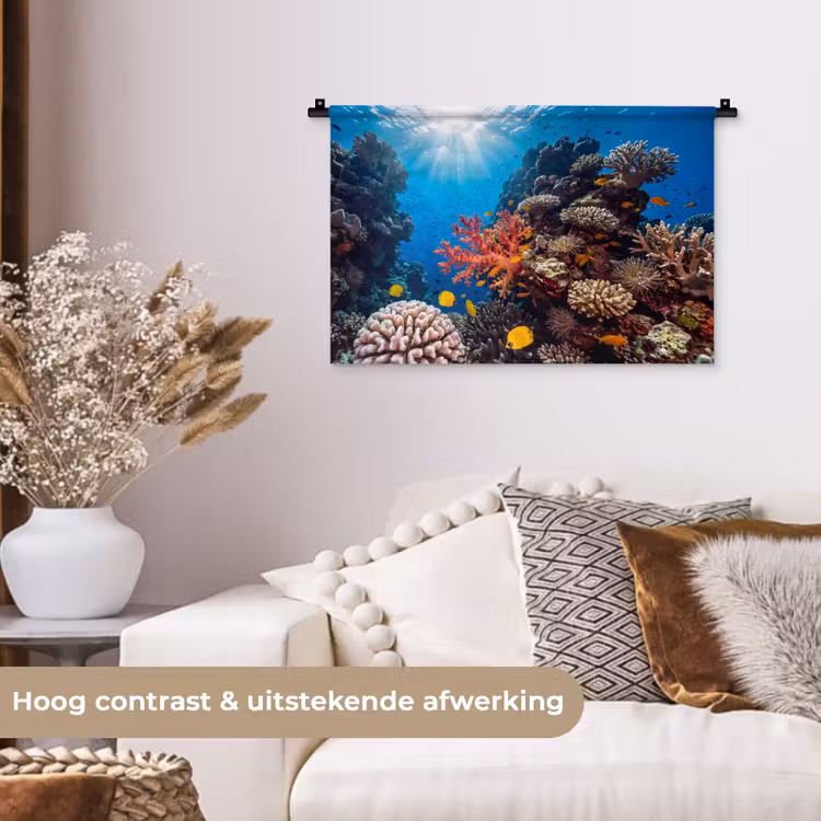 Wandkleed - Zee - Koraalrif - Natuur - Levendig - Blauw — 4