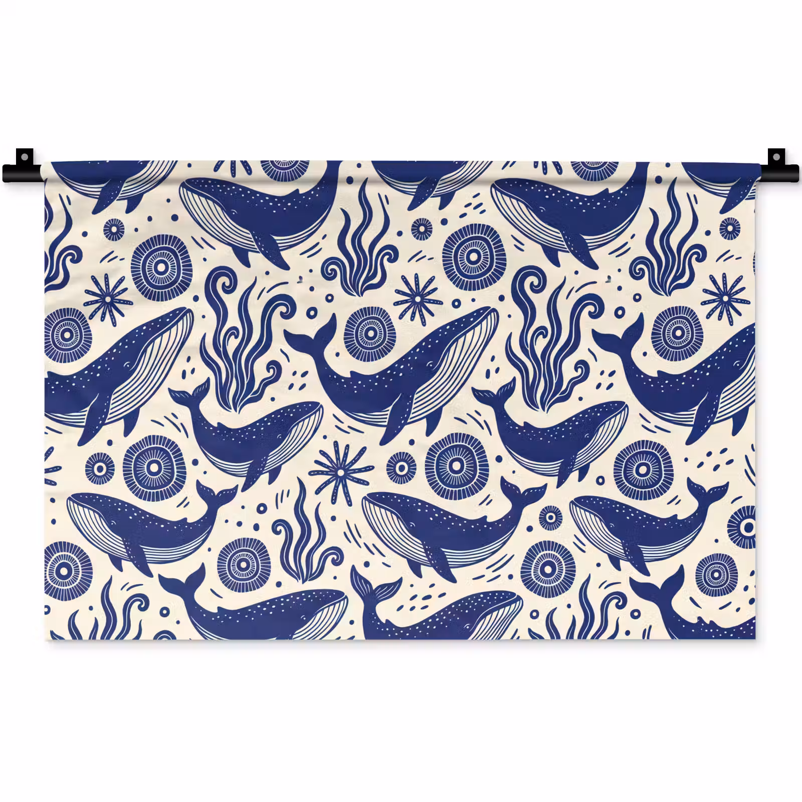 Wandkleed - Walvis - Onderwater - Dieren - Abstract - Blauw — 1