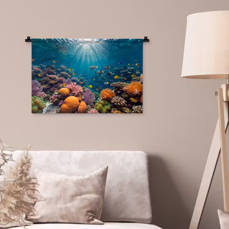 Wandkleed - Vis - Koraal - Oceaan - Natuur - Kleurrijk — 2