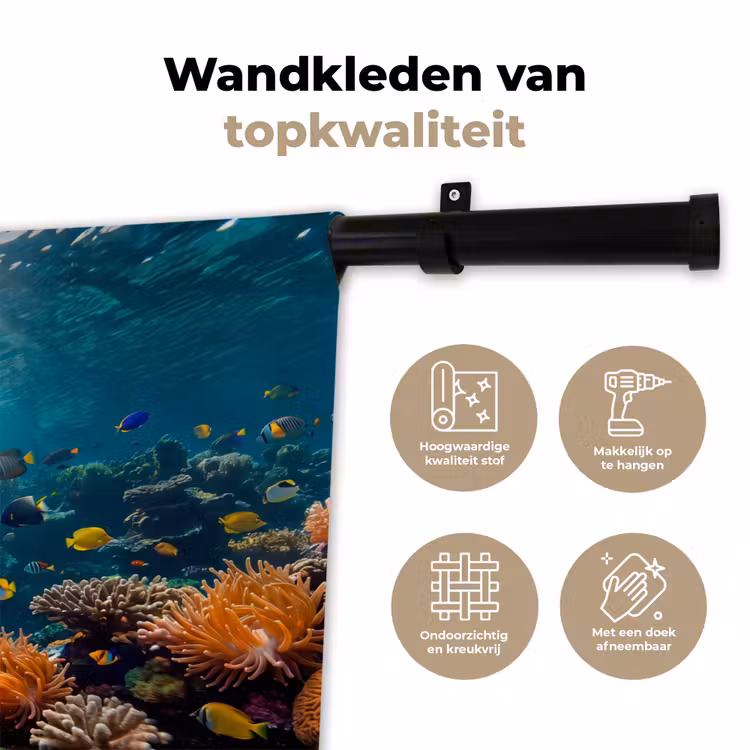 Wandkleed - Vis - Koraal - Oceaan - Natuur - Kleurrijk — 3