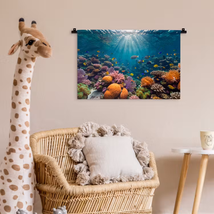 Wandkleed - Vis - Koraal - Oceaan - Natuur - Kleurrijk — 5