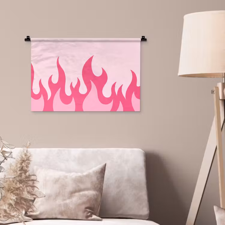 Wandkleed - Vlammen - Patroon - Abstract - Modern - Roze — 2