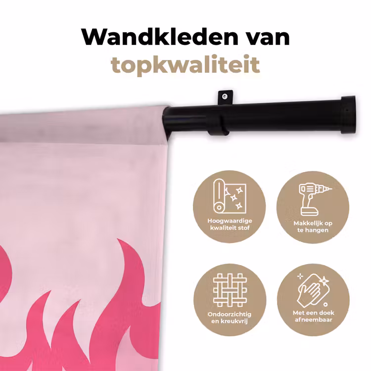 Wandkleed - Vlammen - Patroon - Abstract - Modern - Roze — 3