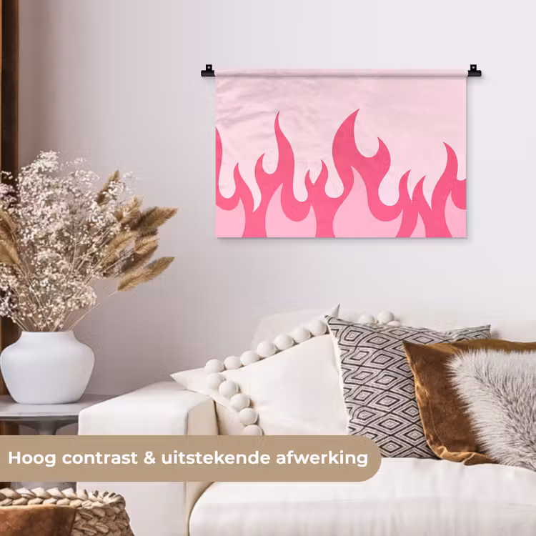 Wandkleed - Vlammen - Patroon - Abstract - Modern - Roze — 4