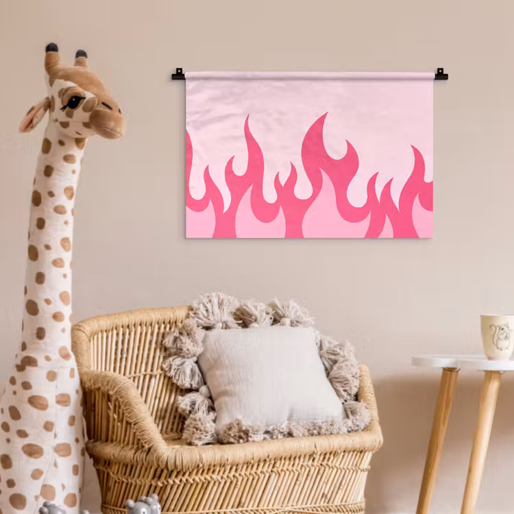Wandkleed - Vlammen - Patroon - Abstract - Modern - Roze — 5