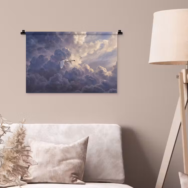 Wandkleed - Vogel - Vliegend - Natuur - Wit - Wolken — 2
