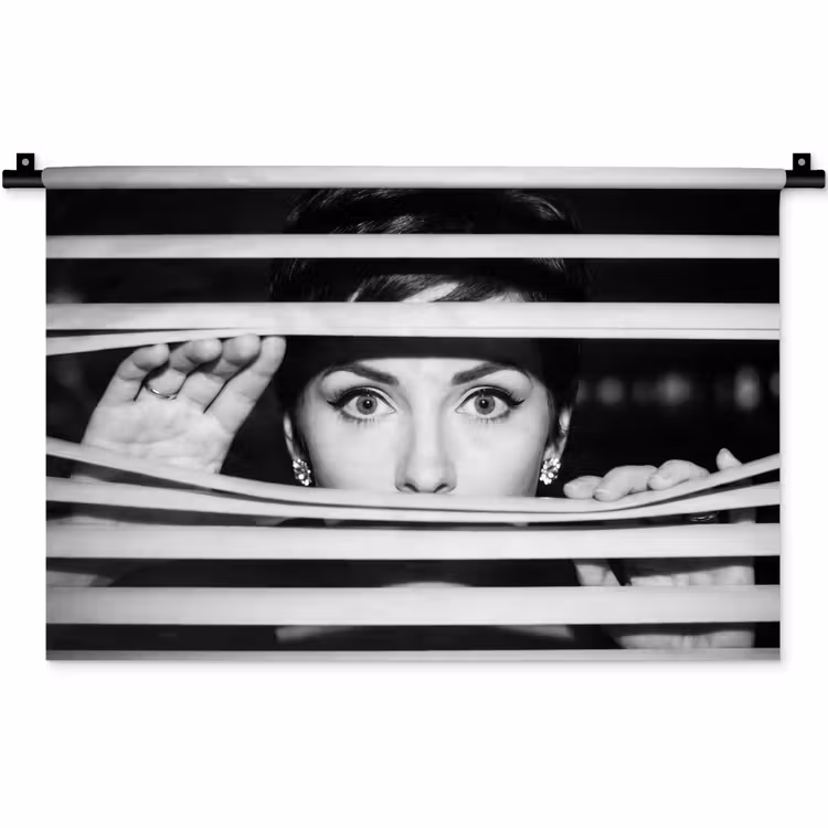 Wandkleed - Vrouw - Jaloezieën - Portret - Zwart-wit — 1