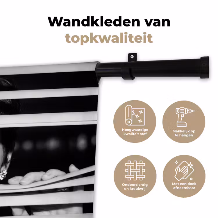 Wandkleed - Vrouw - Jaloezieën - Portret - Zwart-wit — 3