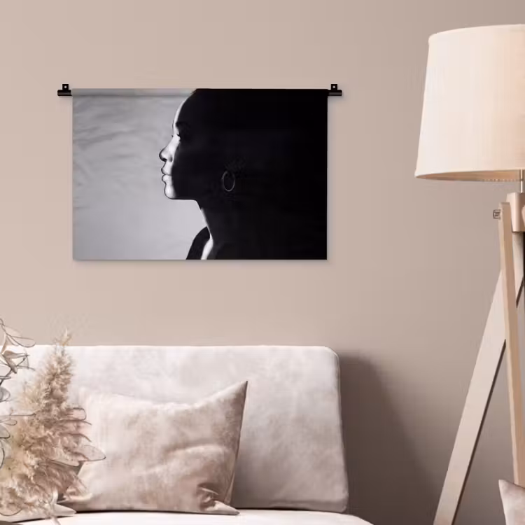 Wandkleed - Vrouw - Profiel - Mensen - Zwart-wit — 2