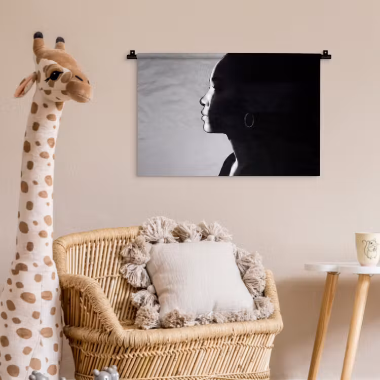 Wandkleed - Vrouw - Profiel - Mensen - Zwart-wit — 5