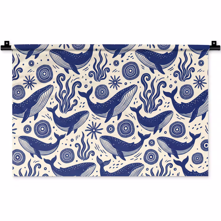 Wandkleed - Walvis - Onderwater - Dieren - Abstract - Blauw — 1