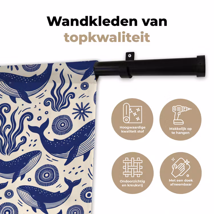 Wandkleed - Walvis - Onderwater - Dieren - Abstract - Blauw — 3
