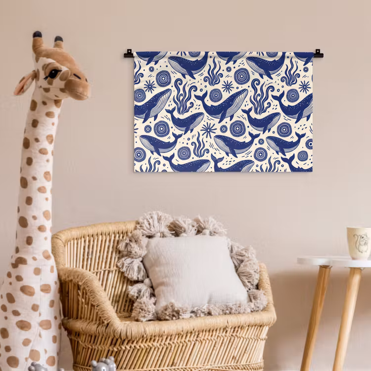 Wandkleed - Walvis - Onderwater - Dieren - Abstract - Blauw — 5