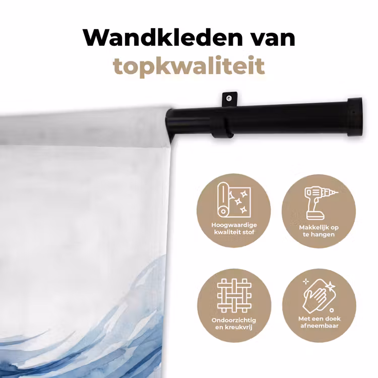 Wandkleed - Water - Beweging - Natuur - Modern - Blauw — 3