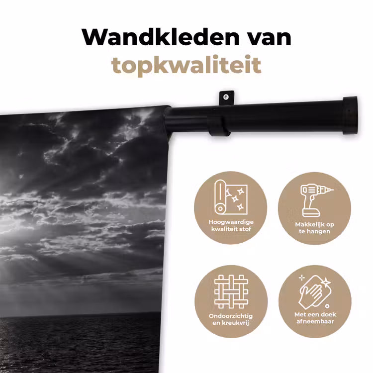 Wandkleed - Water - Boot - Lucht - Natuur - Zwart-wit — 3