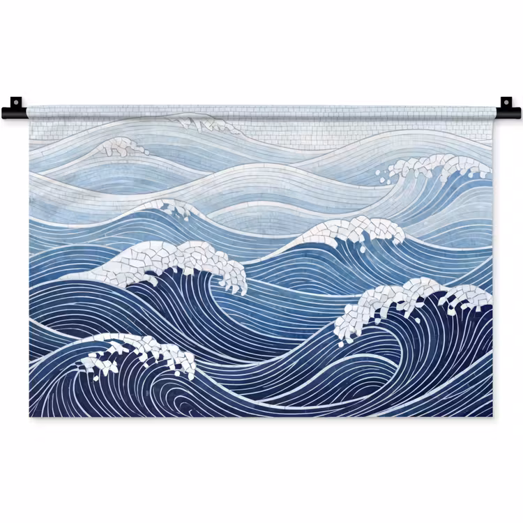 Wandkleed - Water - Mozaïek - Landschap - Modern - Blauw — 1