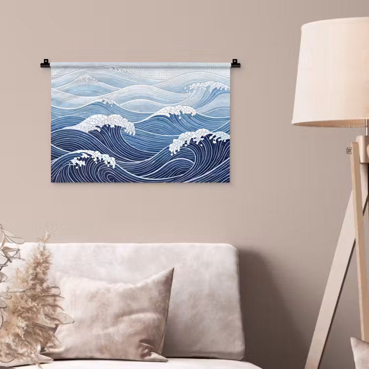 Wandkleed - Water - Mozaïek - Landschap - Modern - Blauw — 2