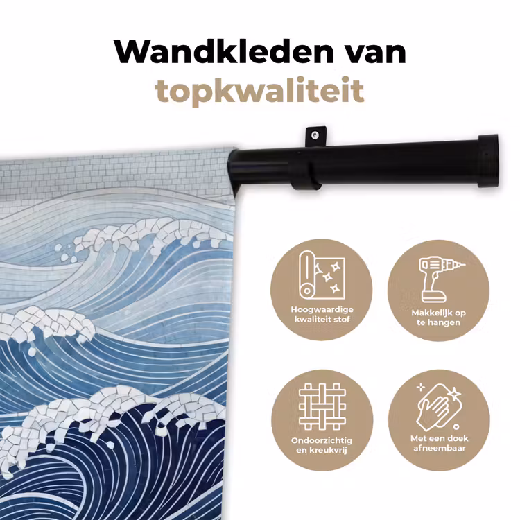 Wandkleed - Water - Mozaïek - Landschap - Modern - Blauw — 3