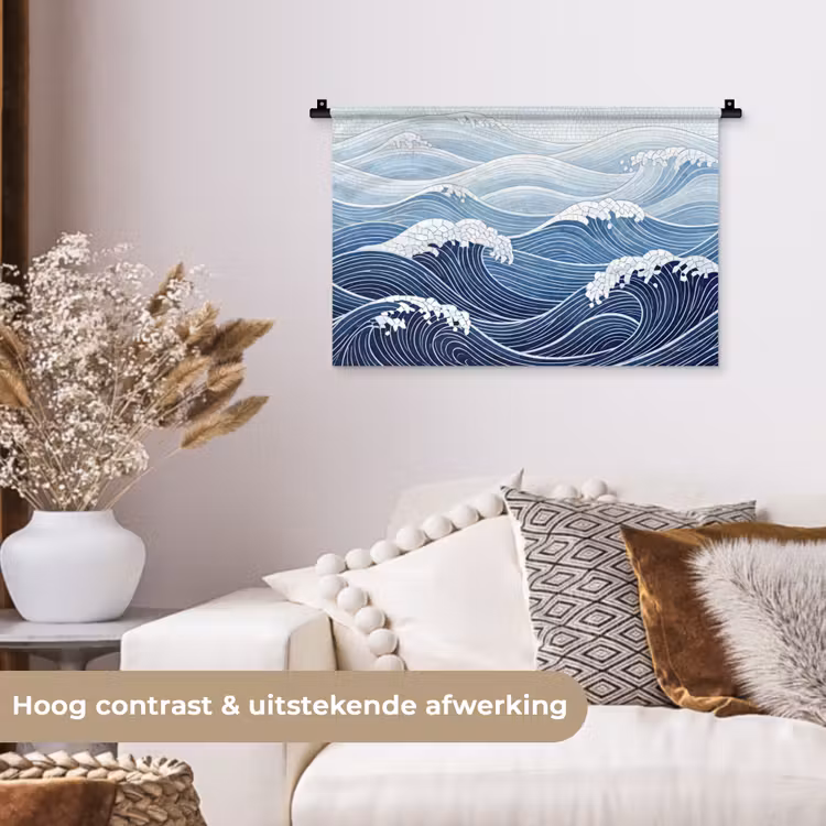 Wandkleed - Water - Mozaïek - Landschap - Modern - Blauw — 4