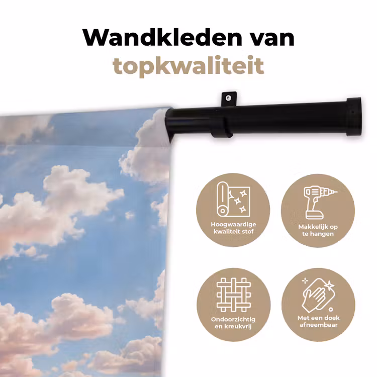 Wandkleed - Wolken - Hemel - Natuur - Licht - Blauw — 3