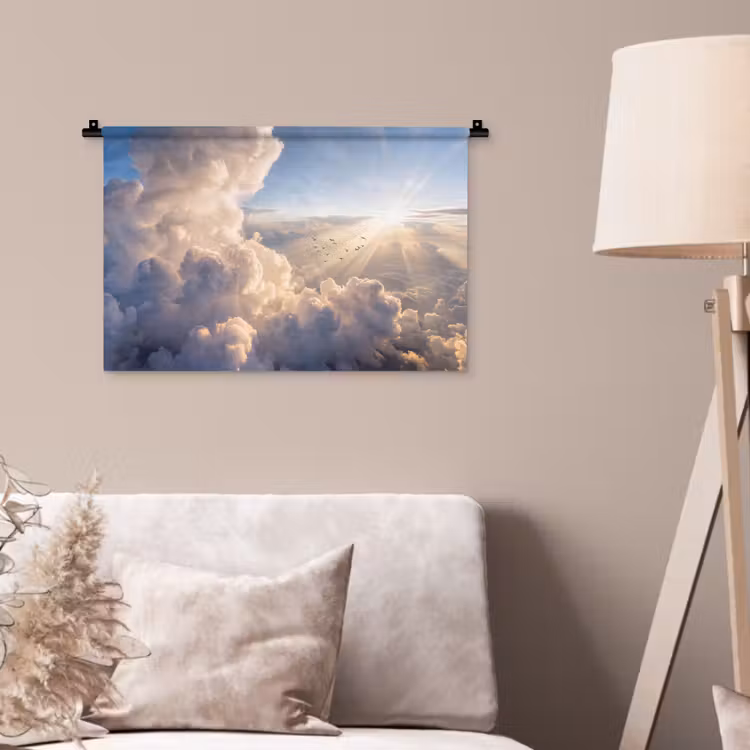 Wandkleed - Wolken - Zonnestralen - Natuur - Wit — 2
