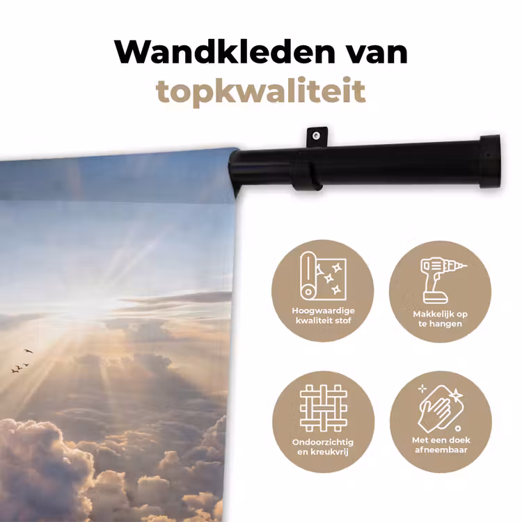 Wandkleed - Wolken - Zonnestralen - Natuur - Wit — 3