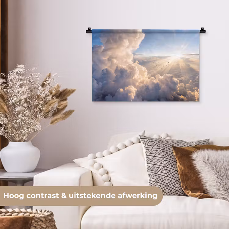 Wandkleed - Wolken - Zonnestralen - Natuur - Wit — 4