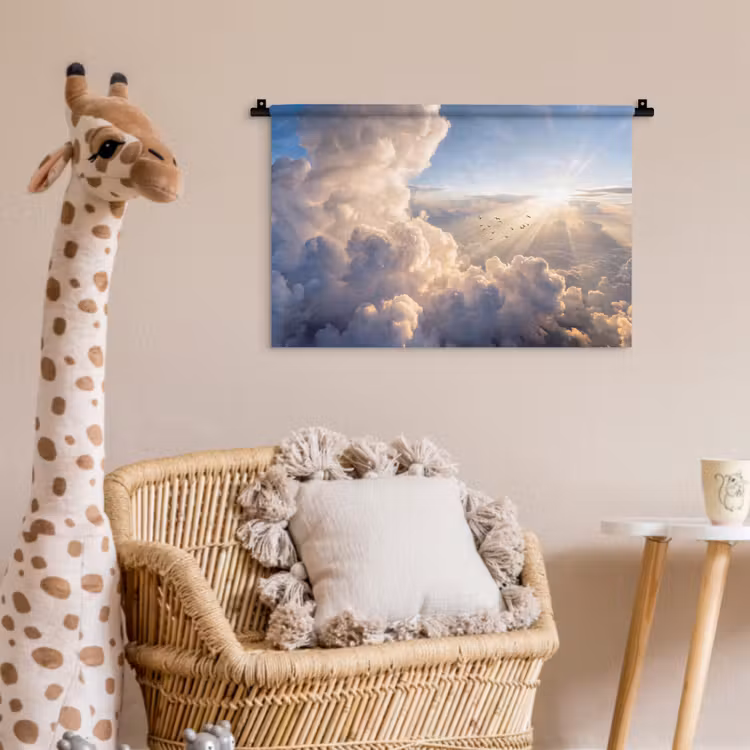 Wandkleed - Wolken - Zonnestralen - Natuur - Wit — 5