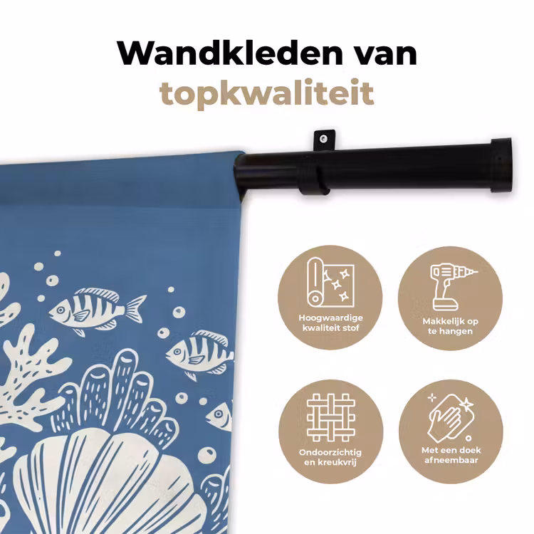 Wandkleed - Zeeleven - Koraal - Schelp - Vis - Illustratie - Onderwater — 3