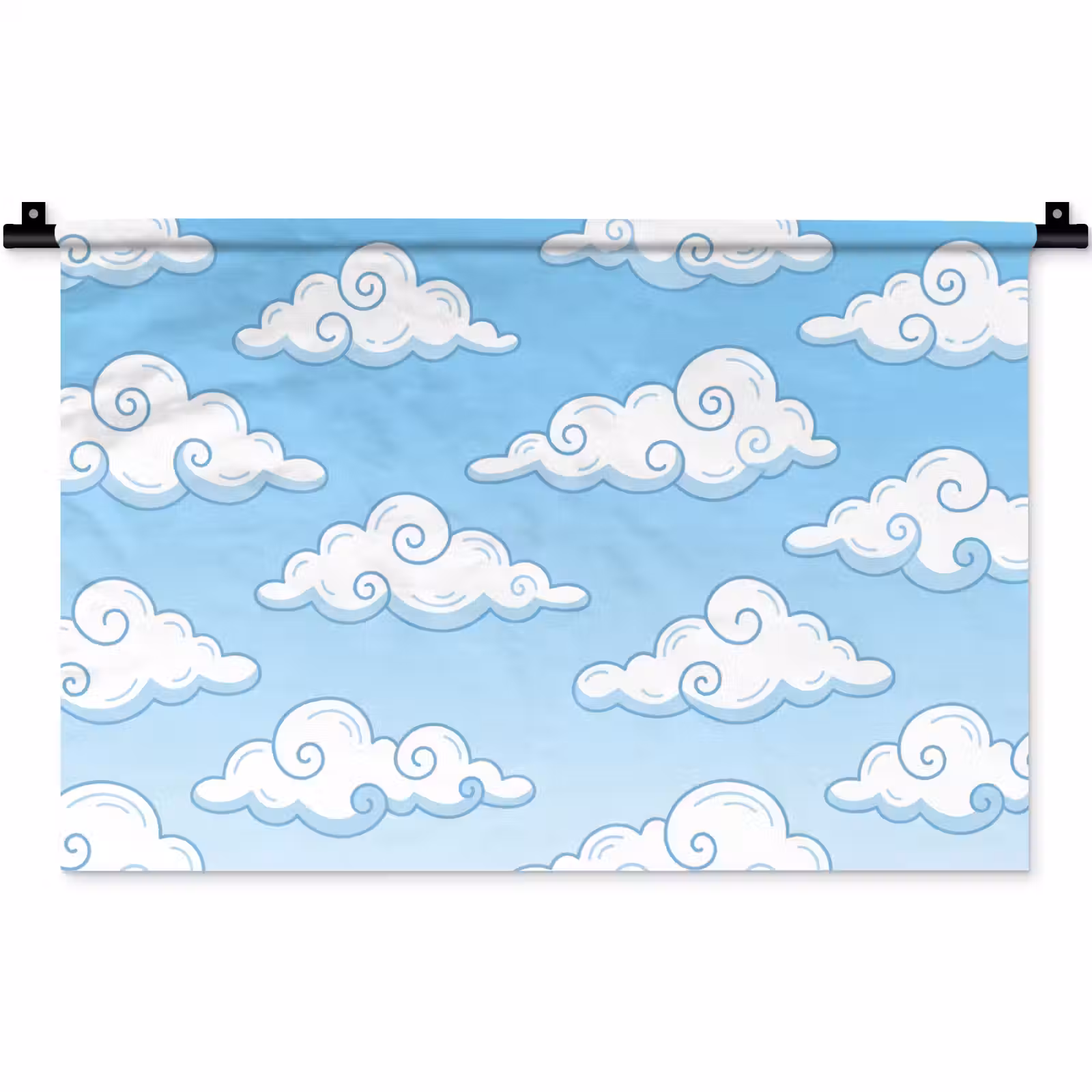 Wandkleed - Wolk - Lucht - Cartoon - Blauw - Wit — 1