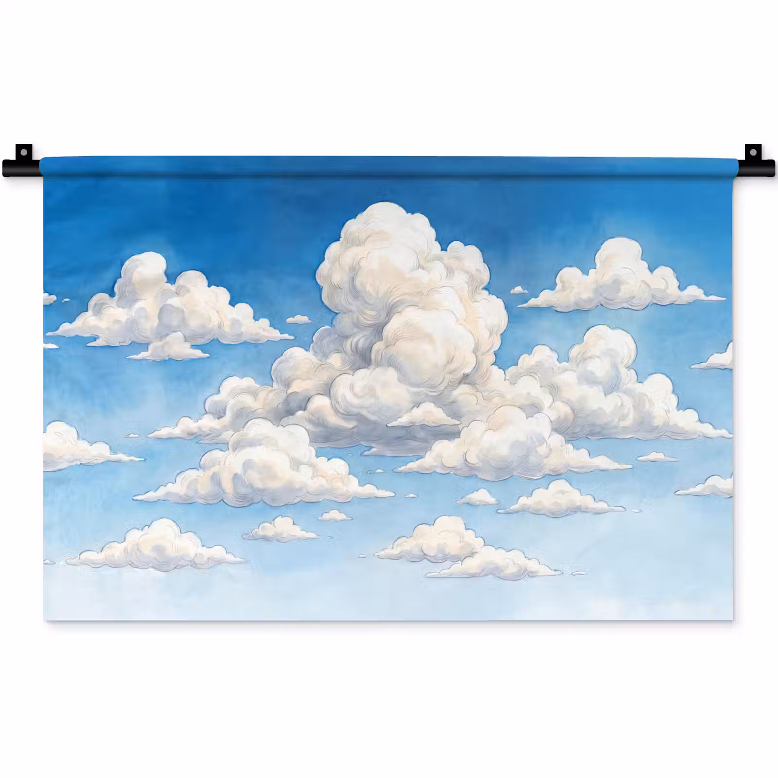 Wandkleed - Wolken - Blauwe lucht - Natuur - Modern - Wit — 1