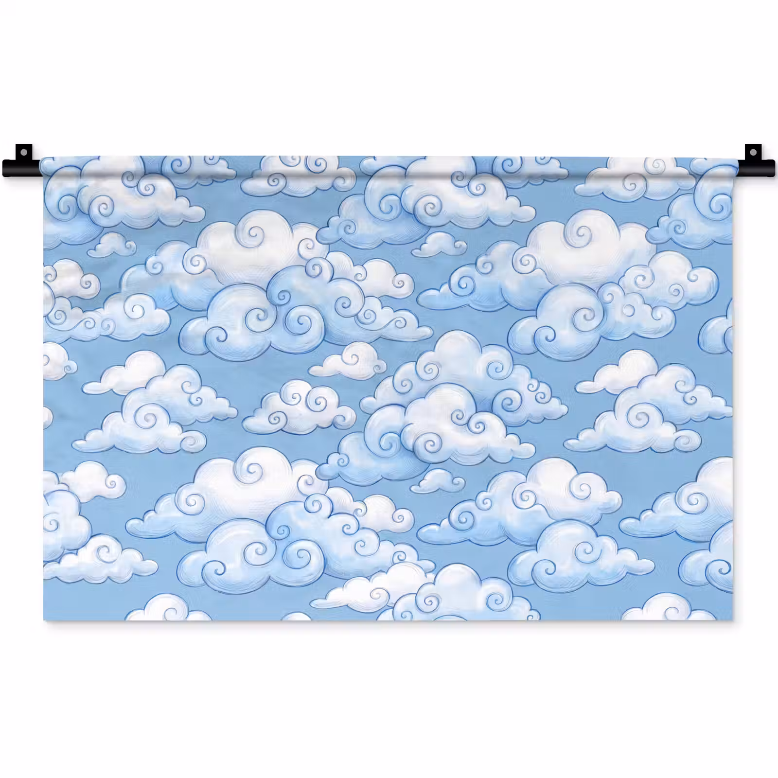 Wandkleed - Wolken - Patroon - Hemel - Illustratie - Wit — 1