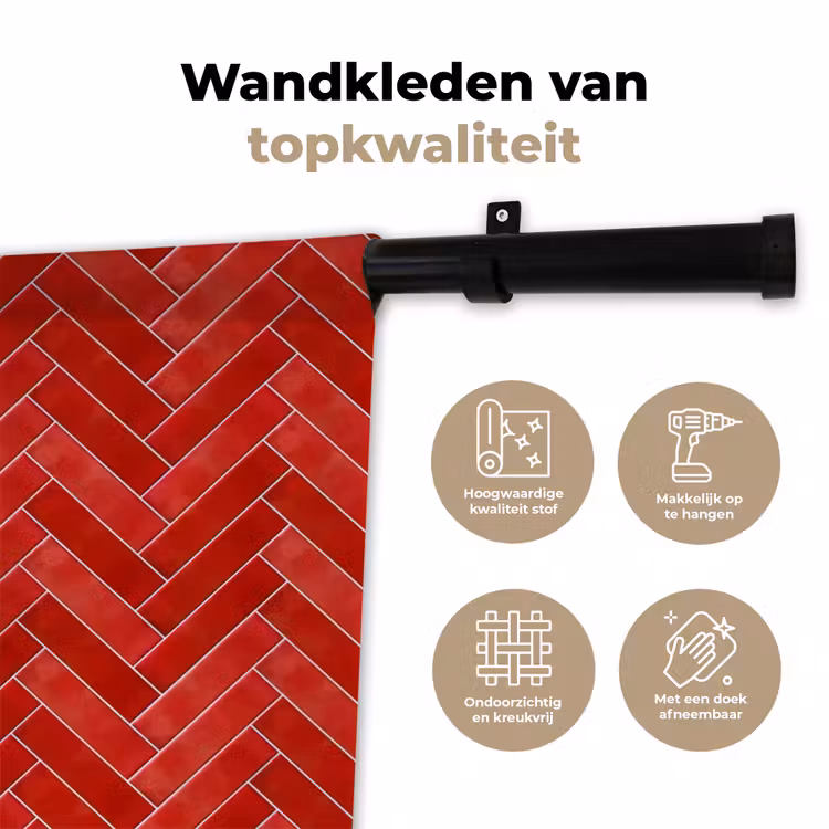 Wandkleed - Visgraat - Tegel - Rood — 3