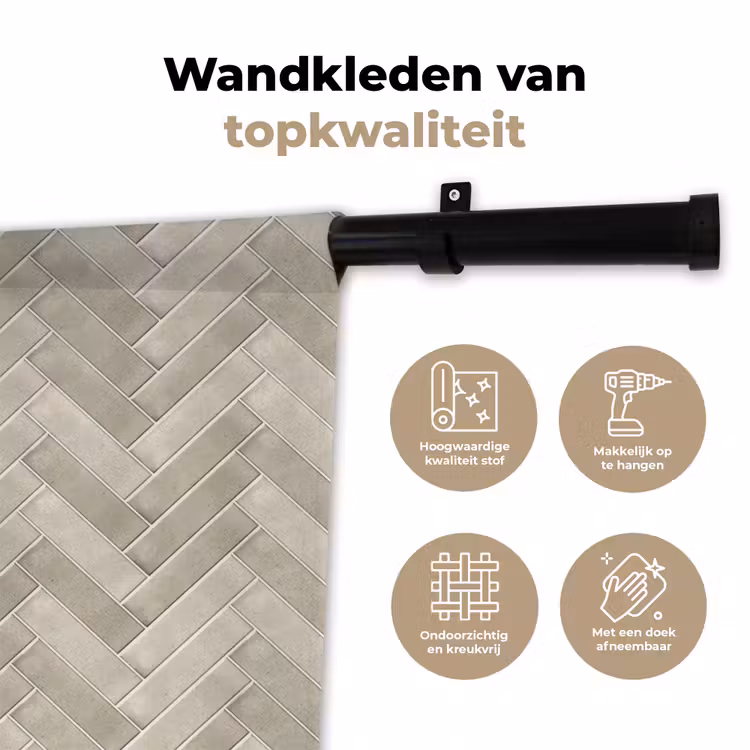 Wandkleed - Visgraat - Wandtegel - Beige — 3