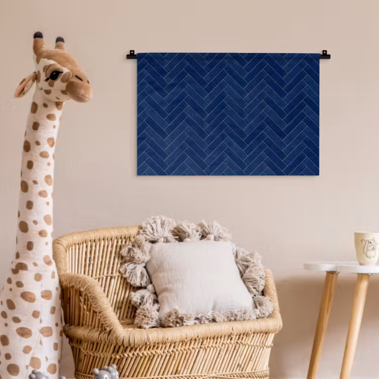 Wandkleed - Visgraat - Wandtegel - Donkerblauw - Navy Blue — 5