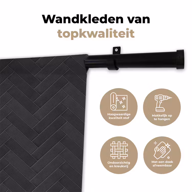 Wandkleed - Visgraat - Wandtegel - Donkergrijs — 3