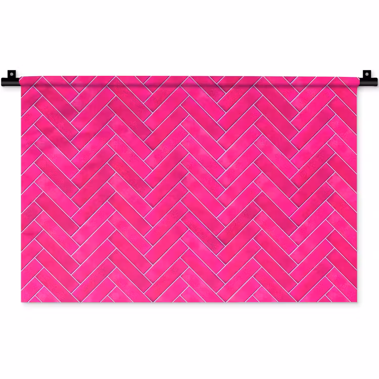 Wandkleed - Visgraat - Wandtegel - Fuchsia - Roze — 1