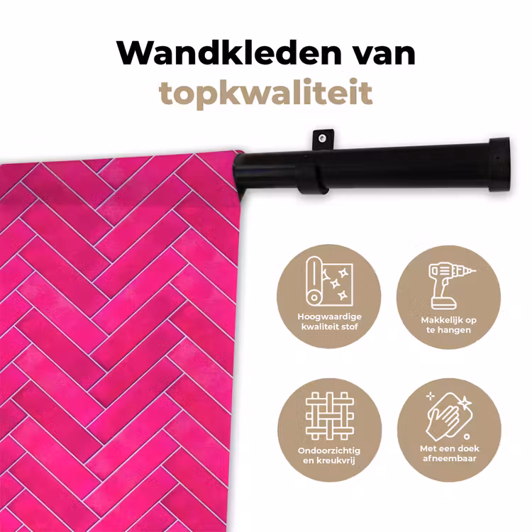 Wandkleed - Visgraat - Wandtegel - Fuchsia - Roze — 3