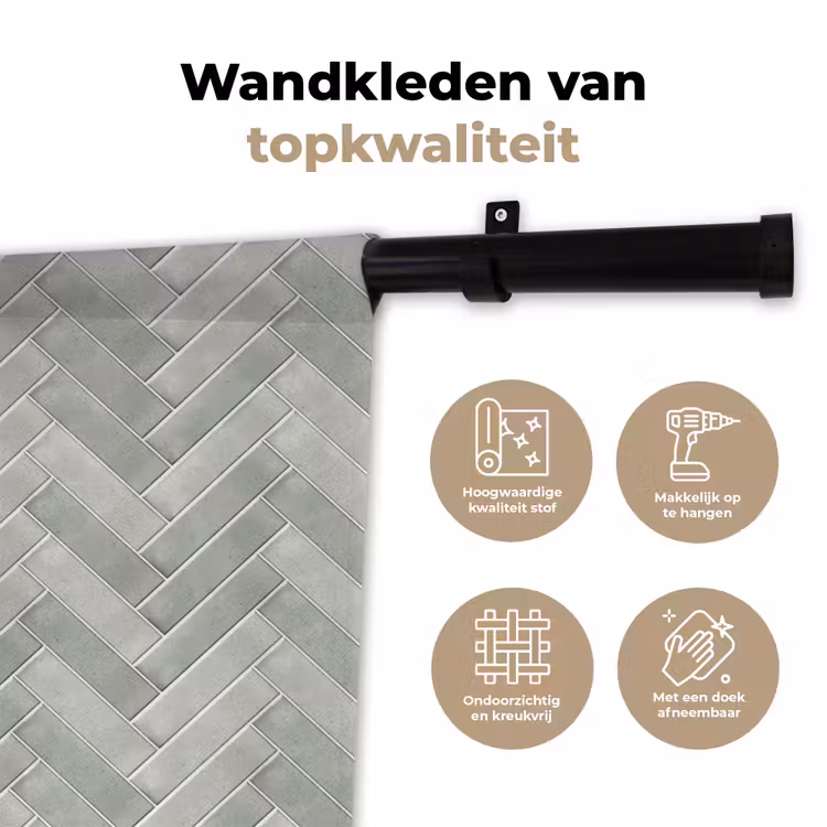 Wandkleed - Visgraat - Wandtegel - Grijs — 3