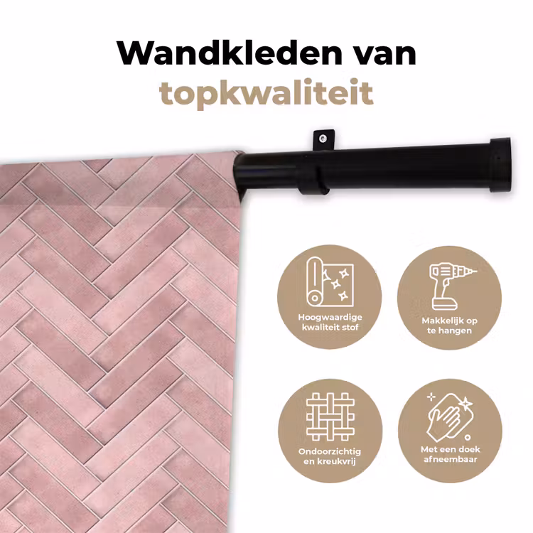 Wandkleed - Visgraat - Wandtegel - Lichtroze — 3
