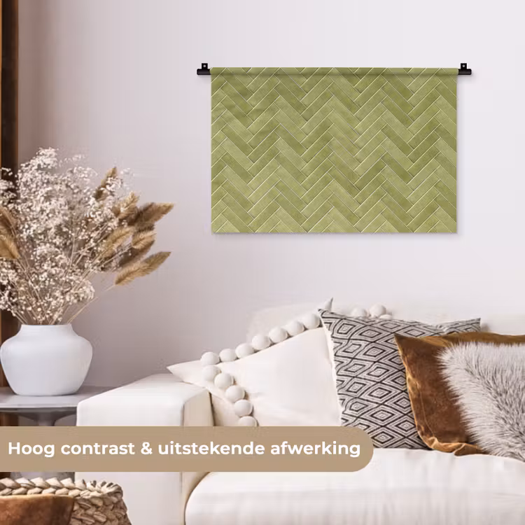 Wandkleed - Visgraat - Wandtegel - Olijfgroen — 4