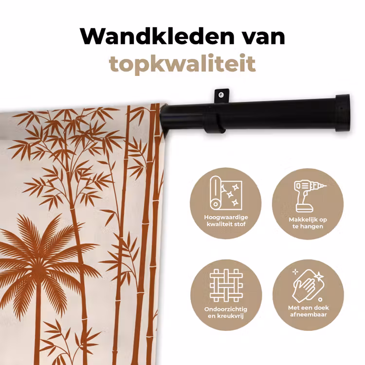 Wandkleed - Vogel - Boom - Tropisch - Minimalistisch - Bruin — 3