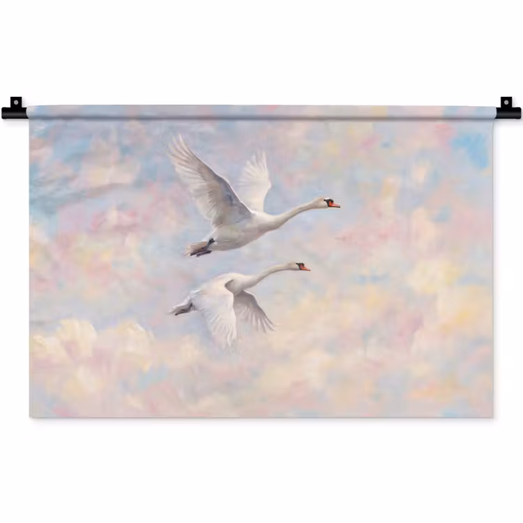 Wandkleed - Vogel - Vliegend - Lucht - Modern - Pastel — 1