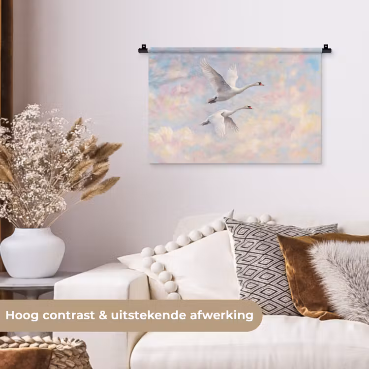 Wandkleed - Vogel - Vliegend - Lucht - Modern - Pastel — 4