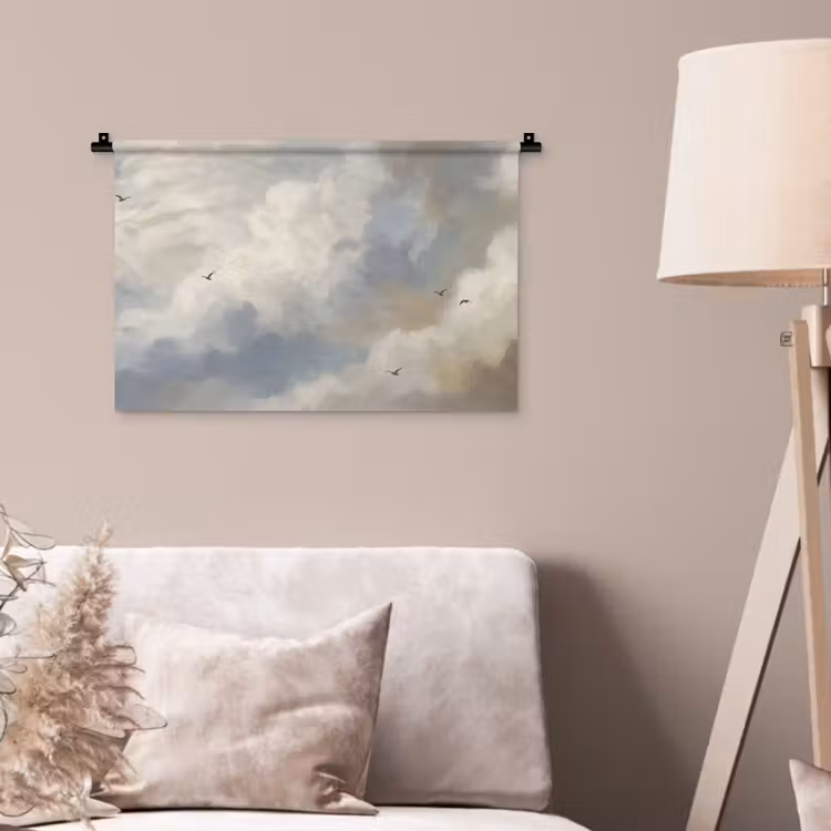 Wandkleed - Vogel - Wolken - Natuur - Modern - Grijs — 2