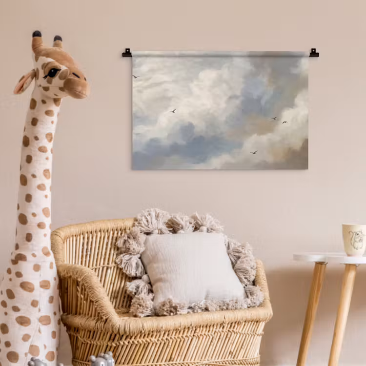 Wandkleed - Vogel - Wolken - Natuur - Modern - Grijs — 5